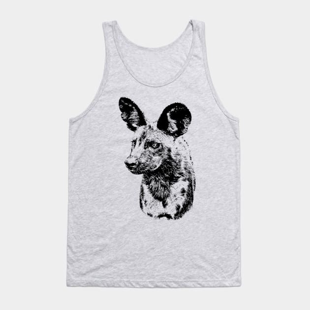 Wild Dog on Alert for Dog Lovers Tank Top by scotch